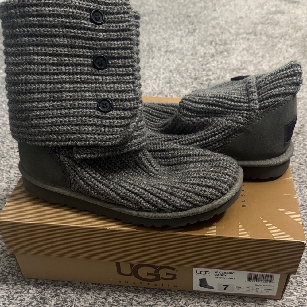 UGG Charcoal Knit Button Boots